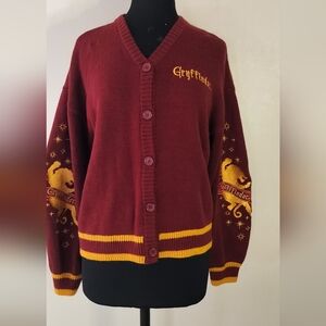 Warner Bros. Gryffindor Maroon & Gold V-Neck Button Cardigan